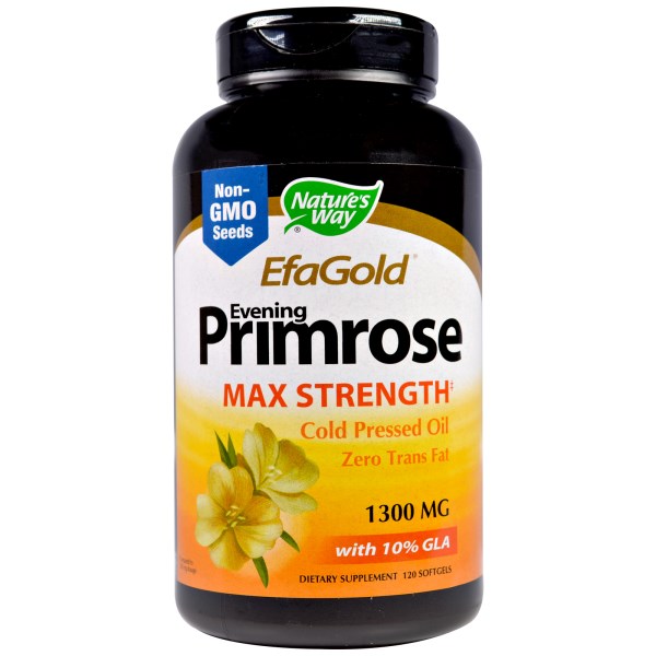 EFA Gold Evening Primrose Oil from Nature's Way contains 1300 mg of cold pressed oil from Evening Primrose seed, providing the body with essential fatty acids..